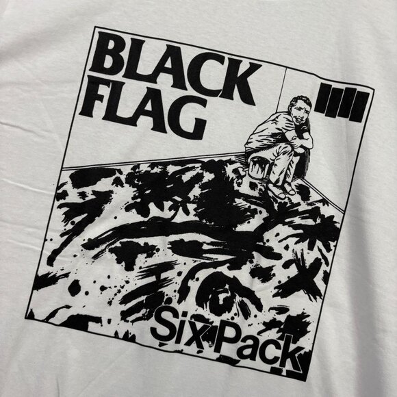 Black Flag Six Pack White Punk T-Shirt Size Large - Picture 4 of 4